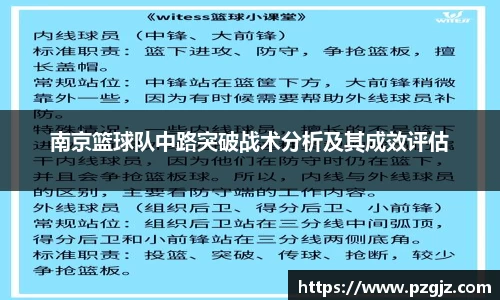 南京篮球队中路突破战术分析及其成效评估