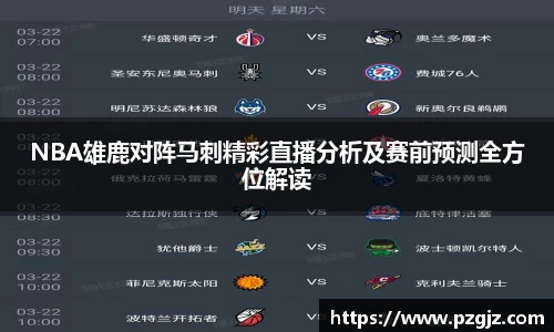 NBA雄鹿对阵马刺精彩直播分析及赛前预测全方位解读